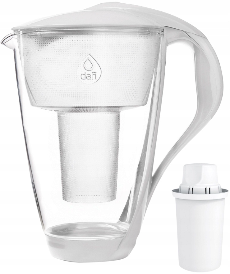 Dafi Szklany dzbanek filtrujący biały Crystal Led wkład Classic 2 L