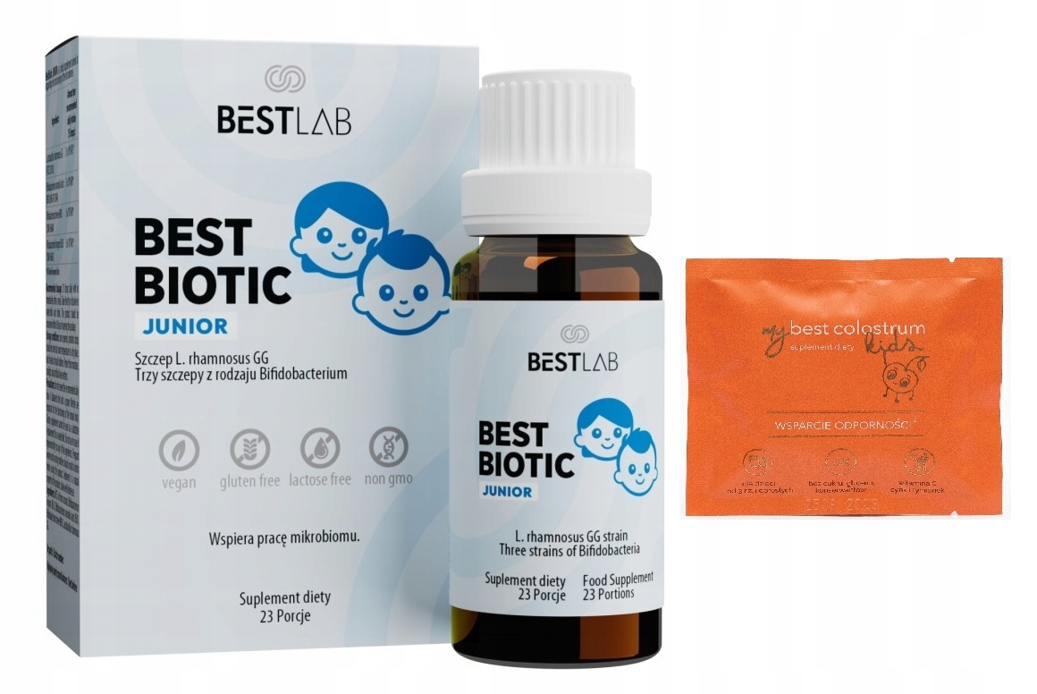 BestBiotic Junior BESTLAB Suplement dla dzieci krople BEST LAB + COLOSTRUM