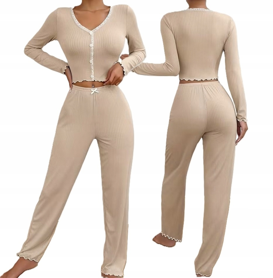 Intiwelt piżama damska poliester beżowy