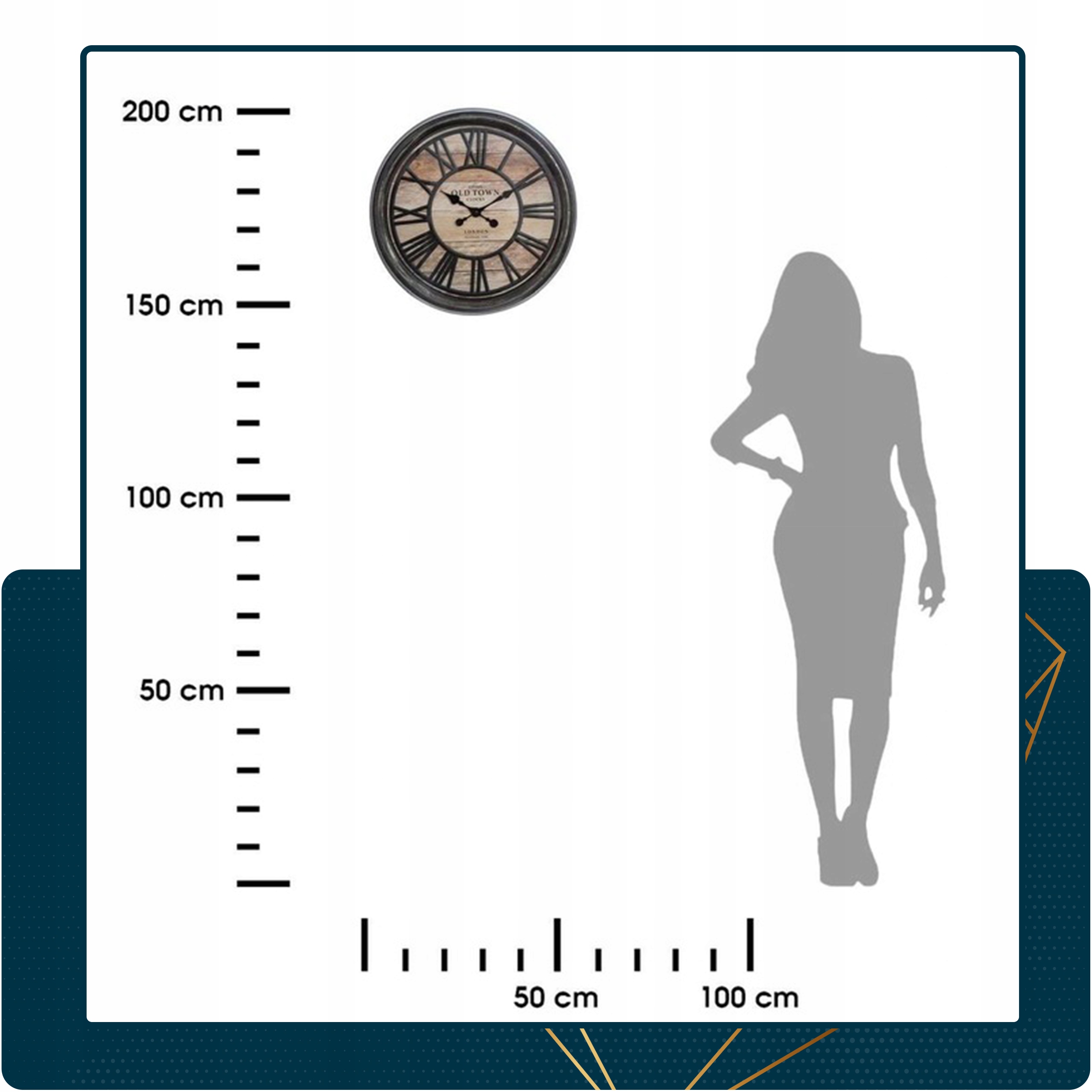 ZEGAR ŚCIENNY DUŻY 50 CM CICHY NA ŚCIANĘ DO SALONU DREWNIANY RETRO ZEGAREK Typ ścienny