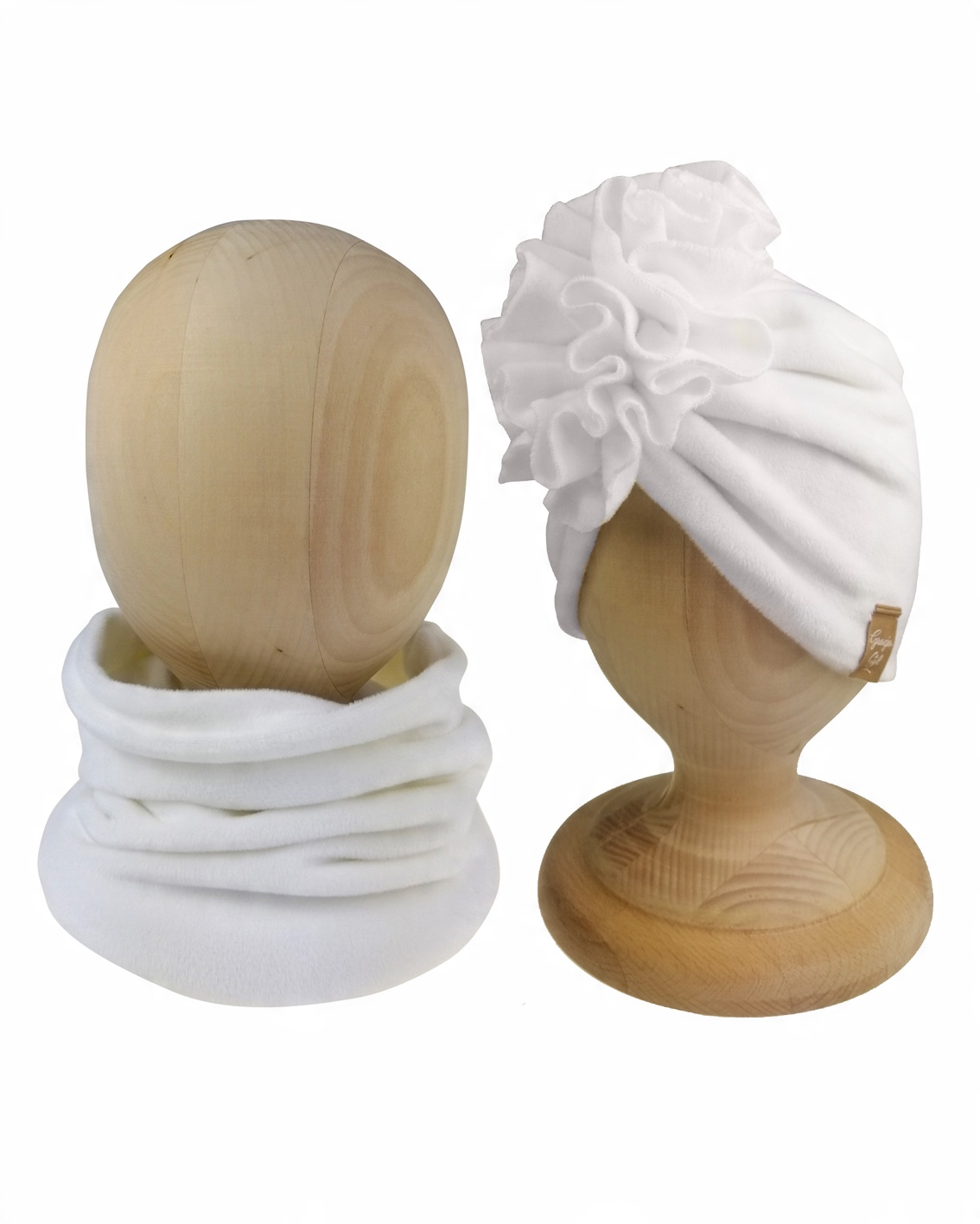 

Zestaw welur Turban + Komin na chrzest rozm. 44-47