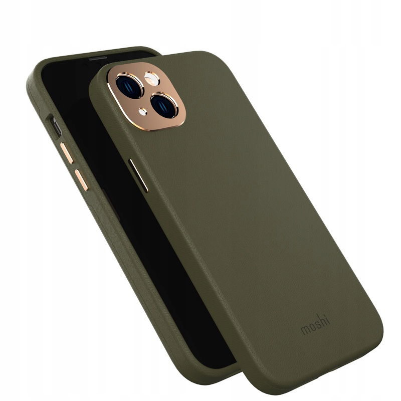 Moshi Napa Slim MagSafe – Kožené puzdro pre iPhone 14 Plus (Juniper Green)