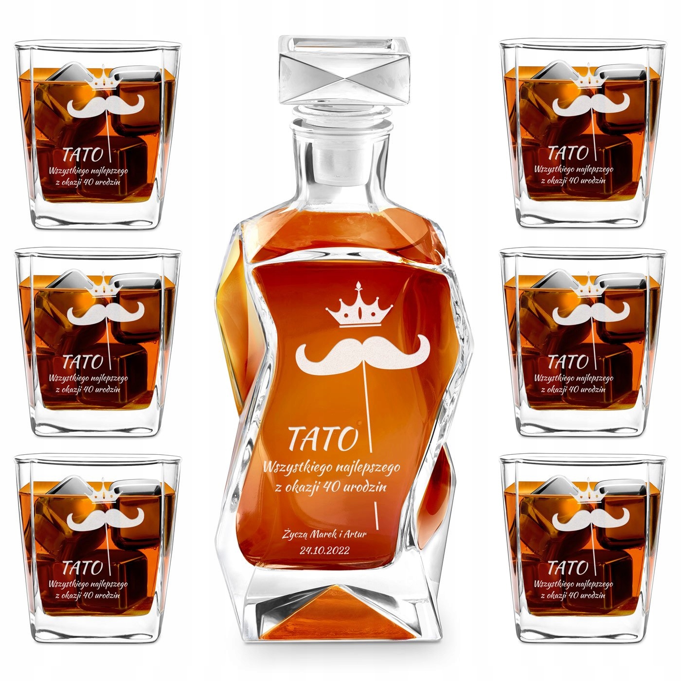 Sada na whisky Karafka 6 sklenic s gravírováním Dárek pro tatínka k narozeninám