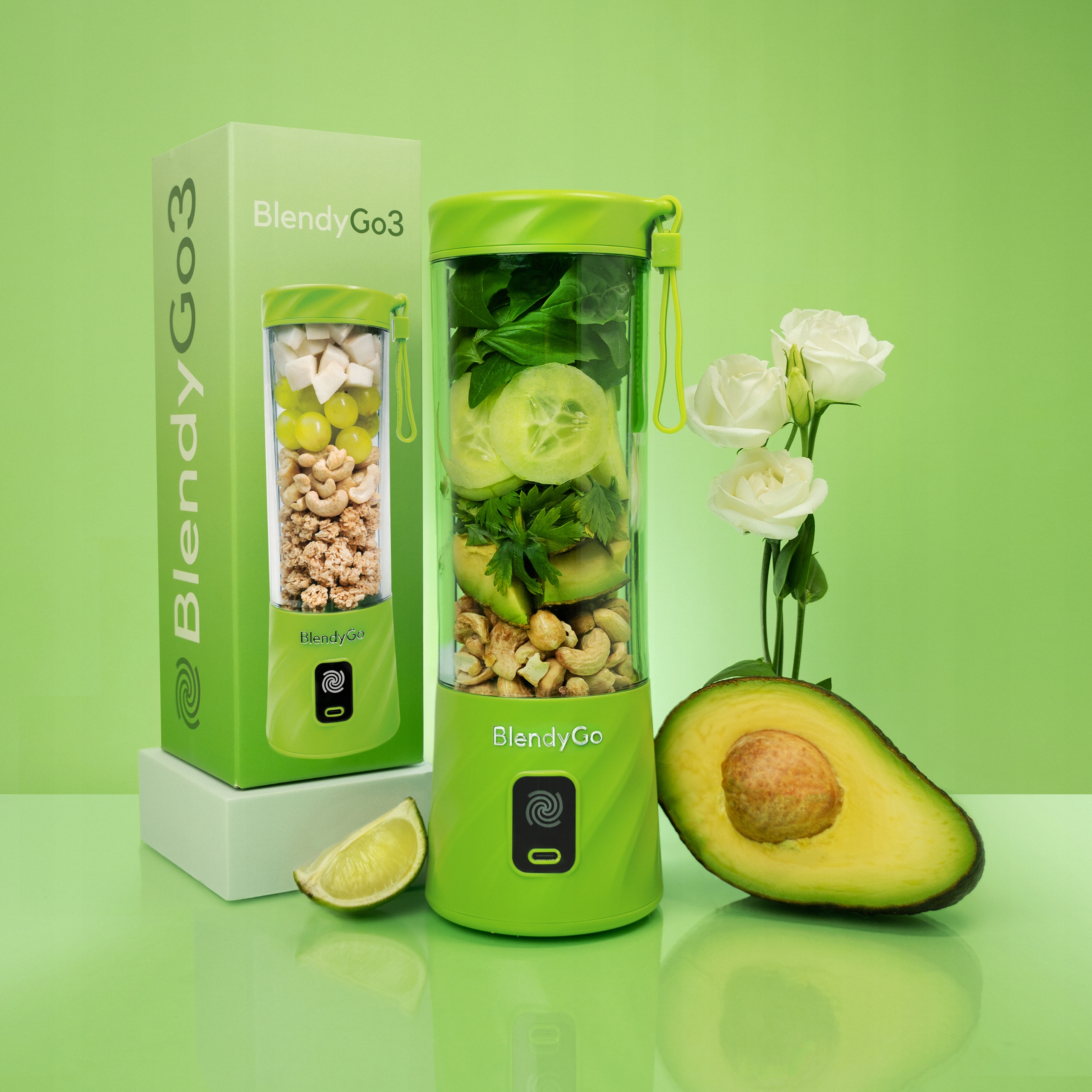 BLENDYGO 3 Blender Do Smoothie Przenośny USB 550ml BPA Free Zielony — miniatura 12