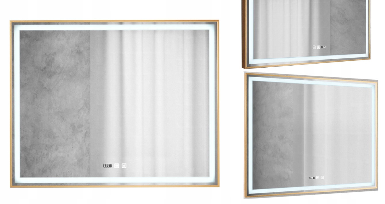 Obdĺžnikové energeticky úsporné Led podsvietené zrkadlo Orion Rose Gold 100x80