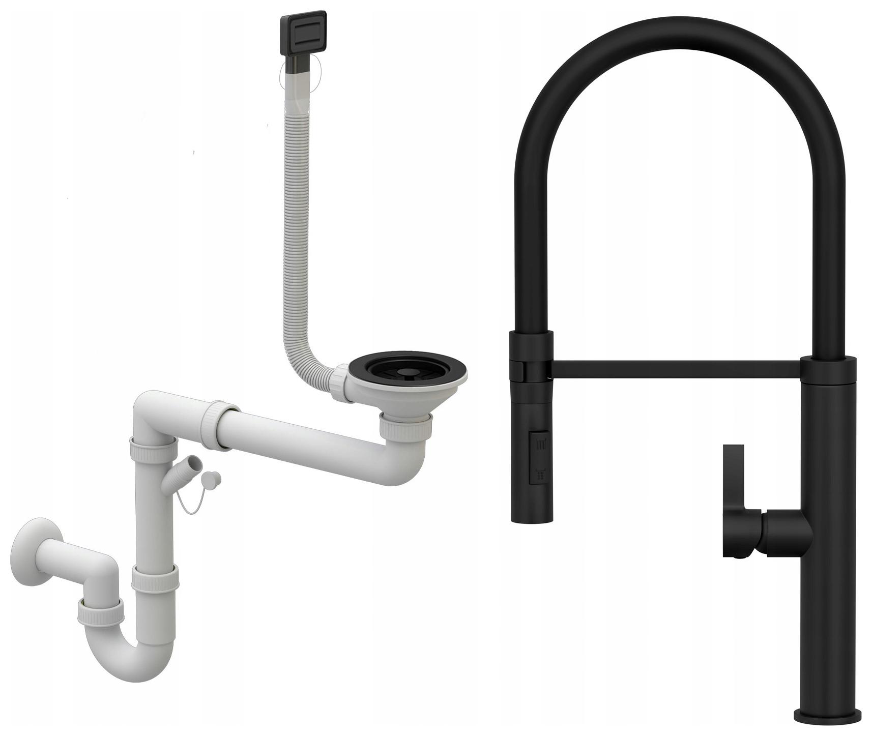 Černá Baterie Obdélníkový Manuální Sifon 1 Komora