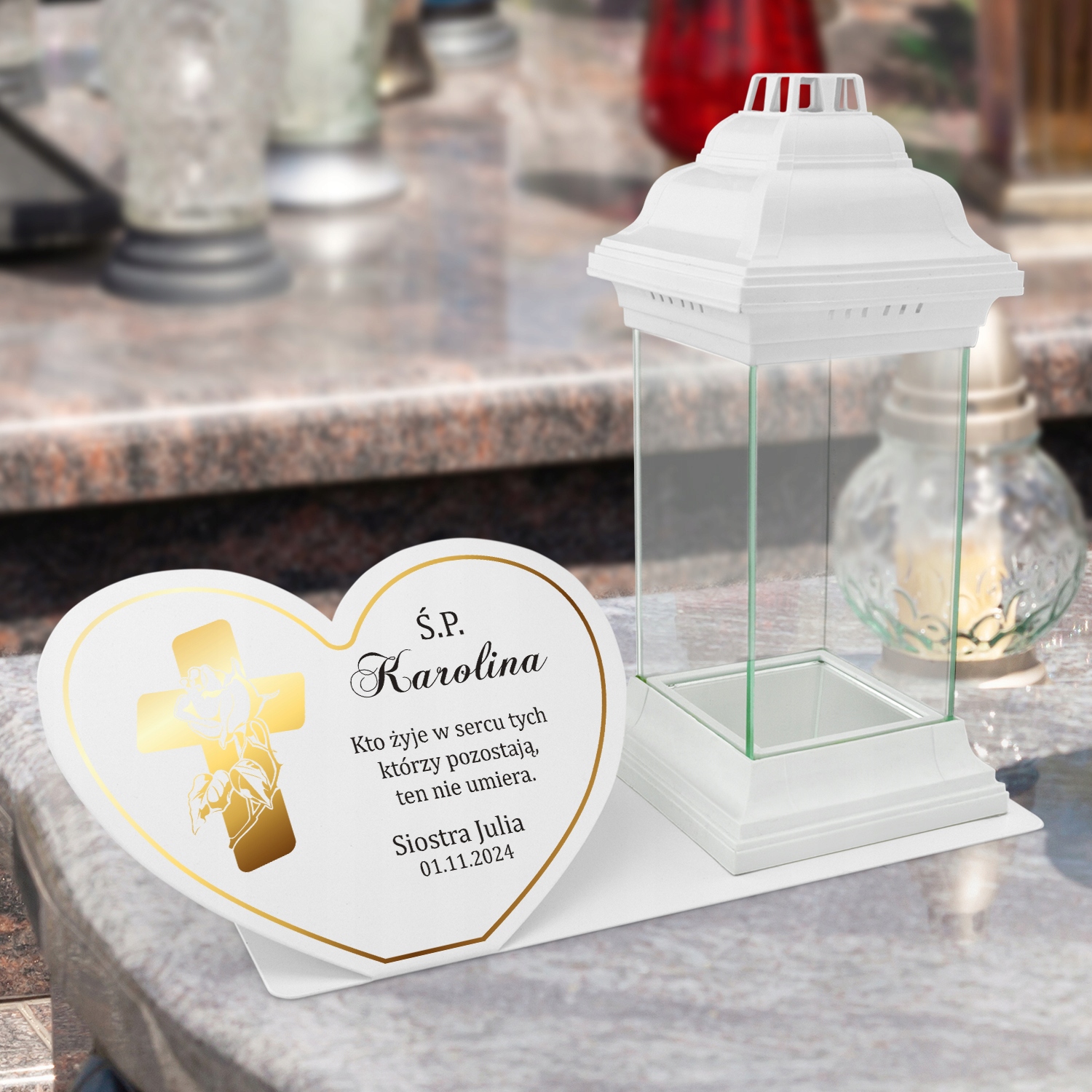 PERSONALIZOWANA PODSTAWKA NA GRÓB ZE ZNICZEM STATUETKA NA NAGROBEK XXL Marka inna
