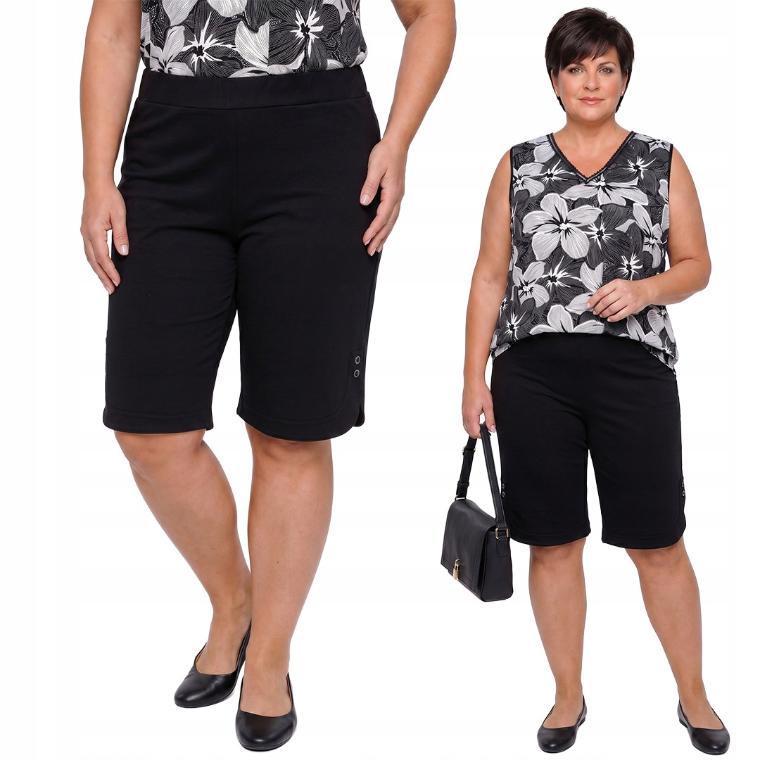 Krátké černé kraťasy s knoflíky plus size velikost 52/54