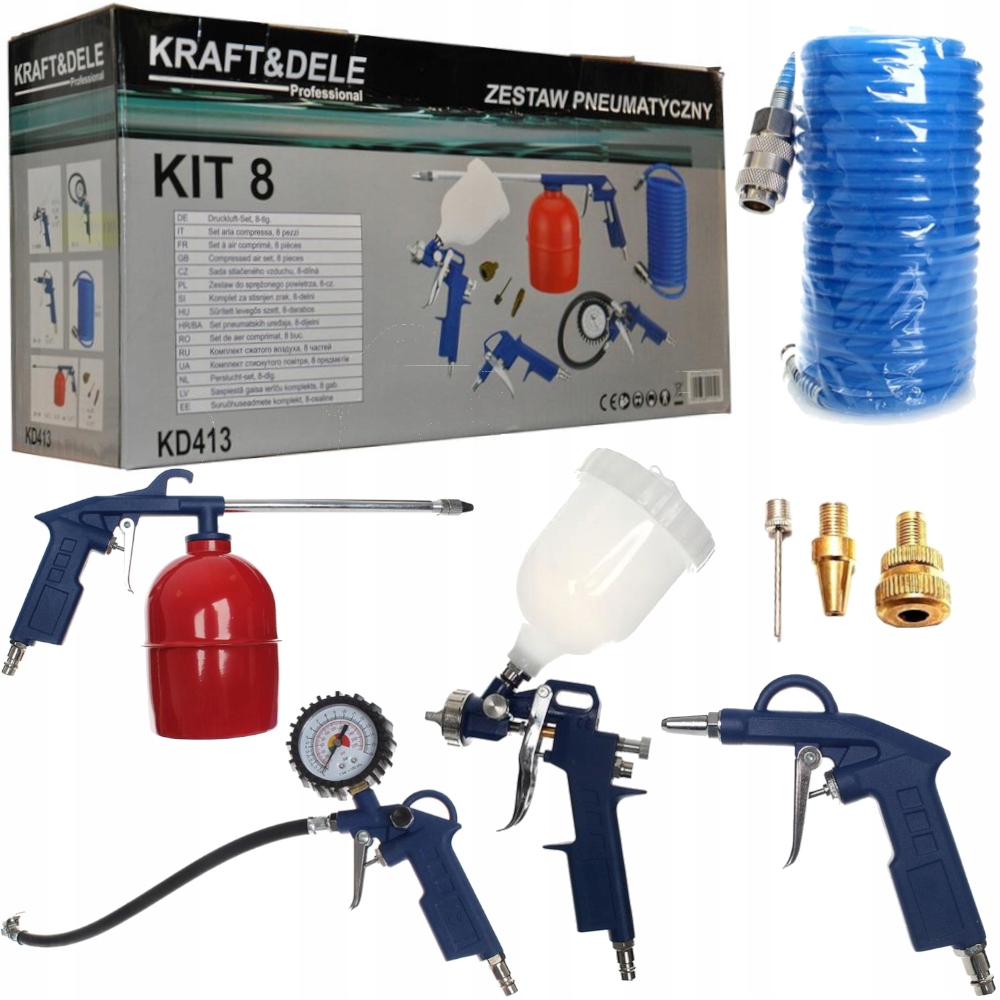 

Zestaw Pneumatyczny Lakierniczy Pistolet Wąż 8szt