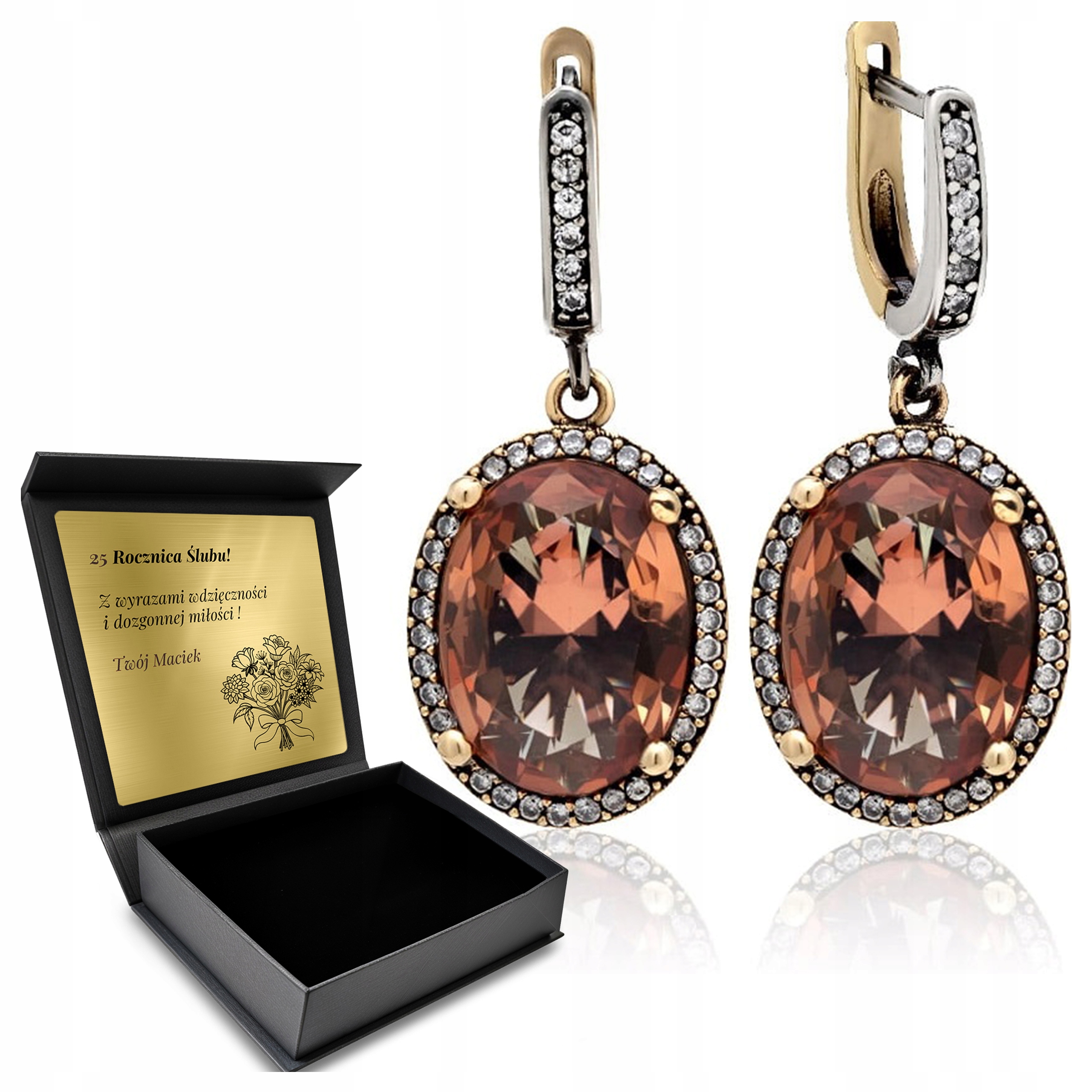 Stříbrné Náušnice 925 Zirkony Sultán Dárek pro ženu Gravírování