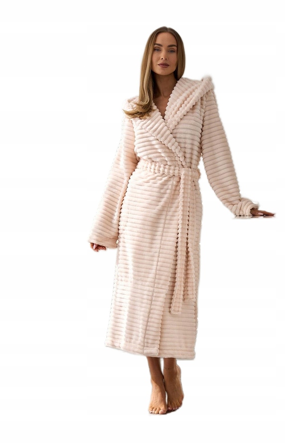 Dámský dlouhý župan S Kapucí L&L 2599 Červená Meruňka 172/110/118 44 2XL