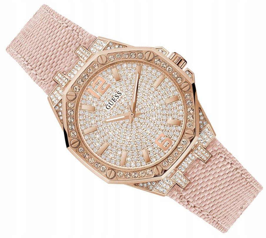 Dámské Elegantní Růžové Hodinky Guess Shimmer GW0408L3 Zirkony Vodotěsné