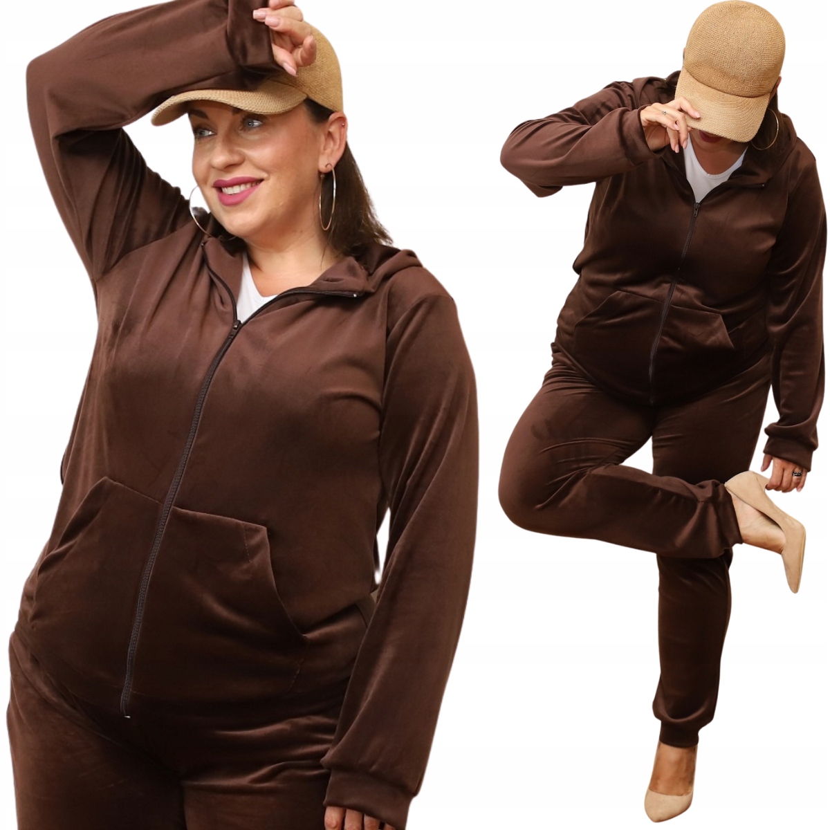 Velurová Teplákovka dámská mikina na zip s kapucí teplákovka Plus Size 8216 3XL