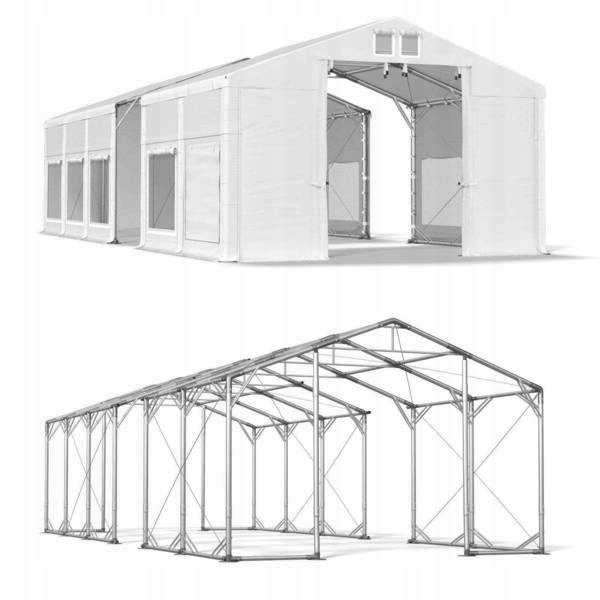 Namiot handlowy o wymiarach 4x24m w kolorze białym