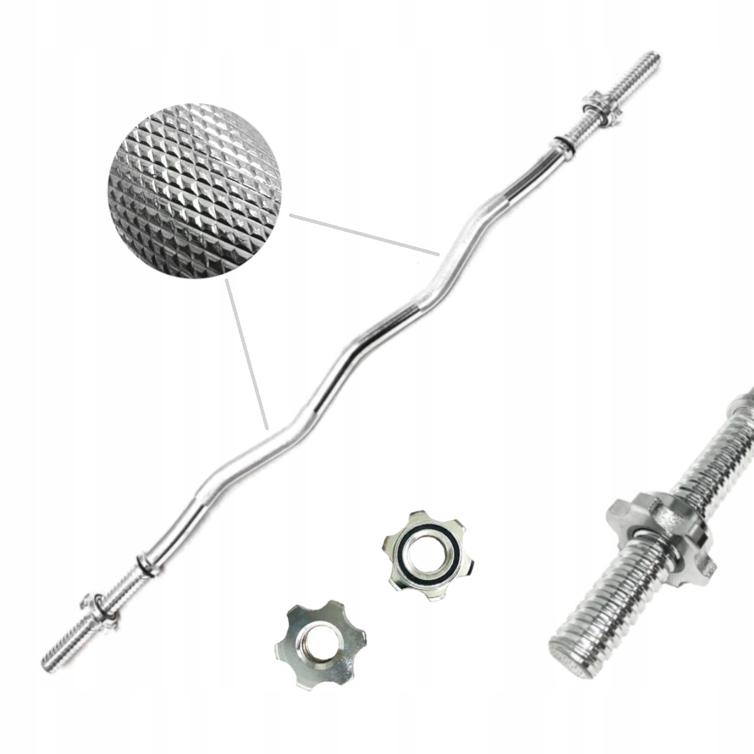 Gryf lekko łamany sztanga 120cm 28mm stalowy