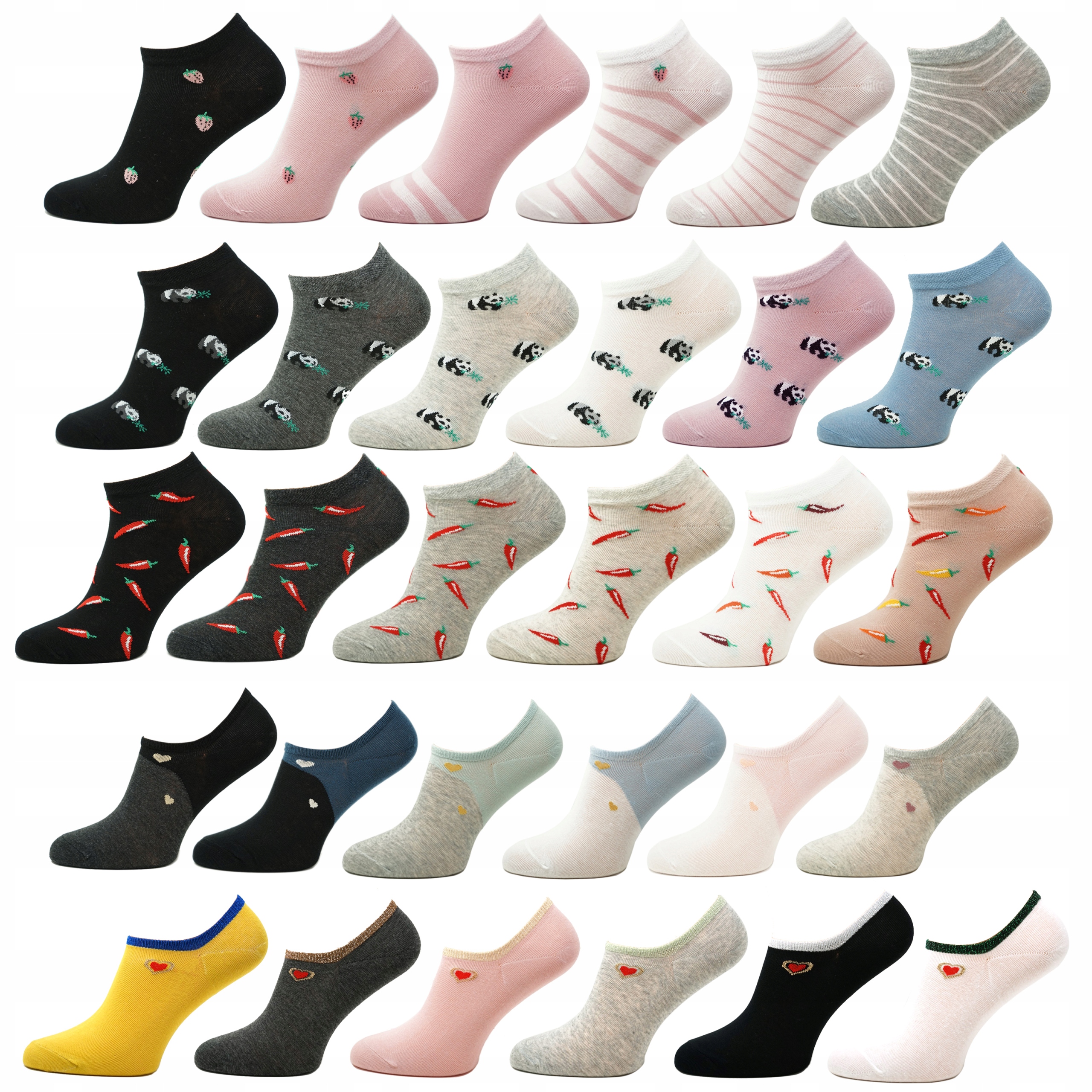 

Skarpetki Damskie Stopki Bawełna MIX Wzorów 10PAR