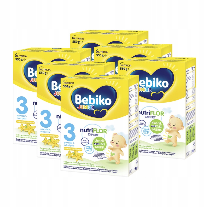 Bebiko Junior NUTRIflor Expert 3 smak waniliowy Zestaw 4 x 550 g