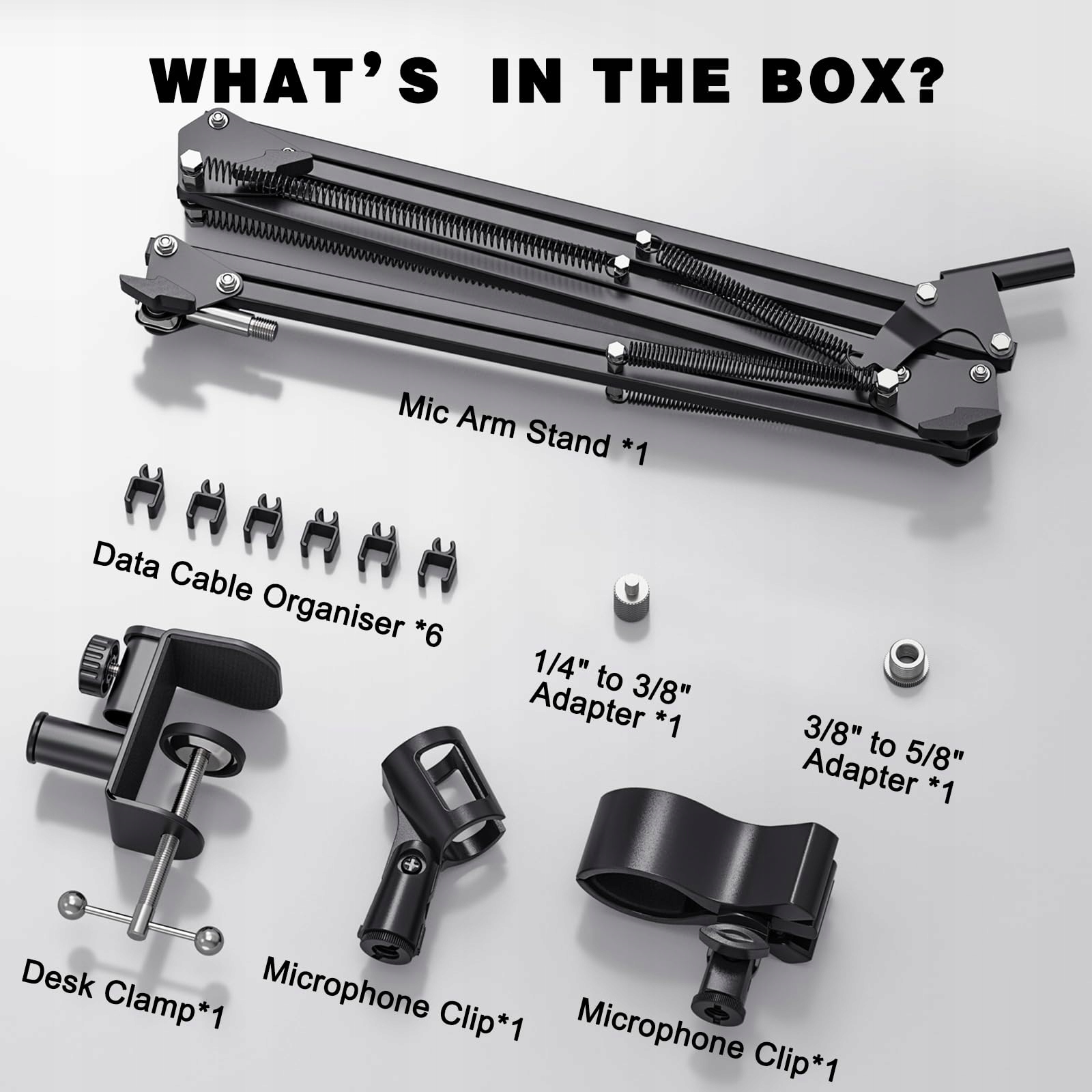 JUBOR Statyw Mikrofonowy Boom Arm Regulowany Uchwyt do Mikrofonu z Klamrą — miniatura 7