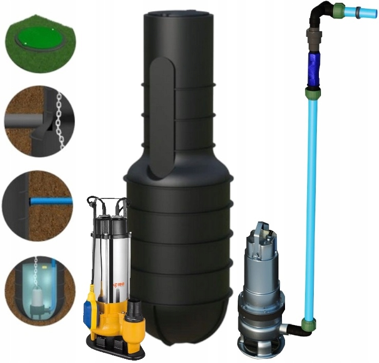 Zbiornik Przepompowni Ścieków Zp 250/190 250L Pompa Wqf 180 Marseplast