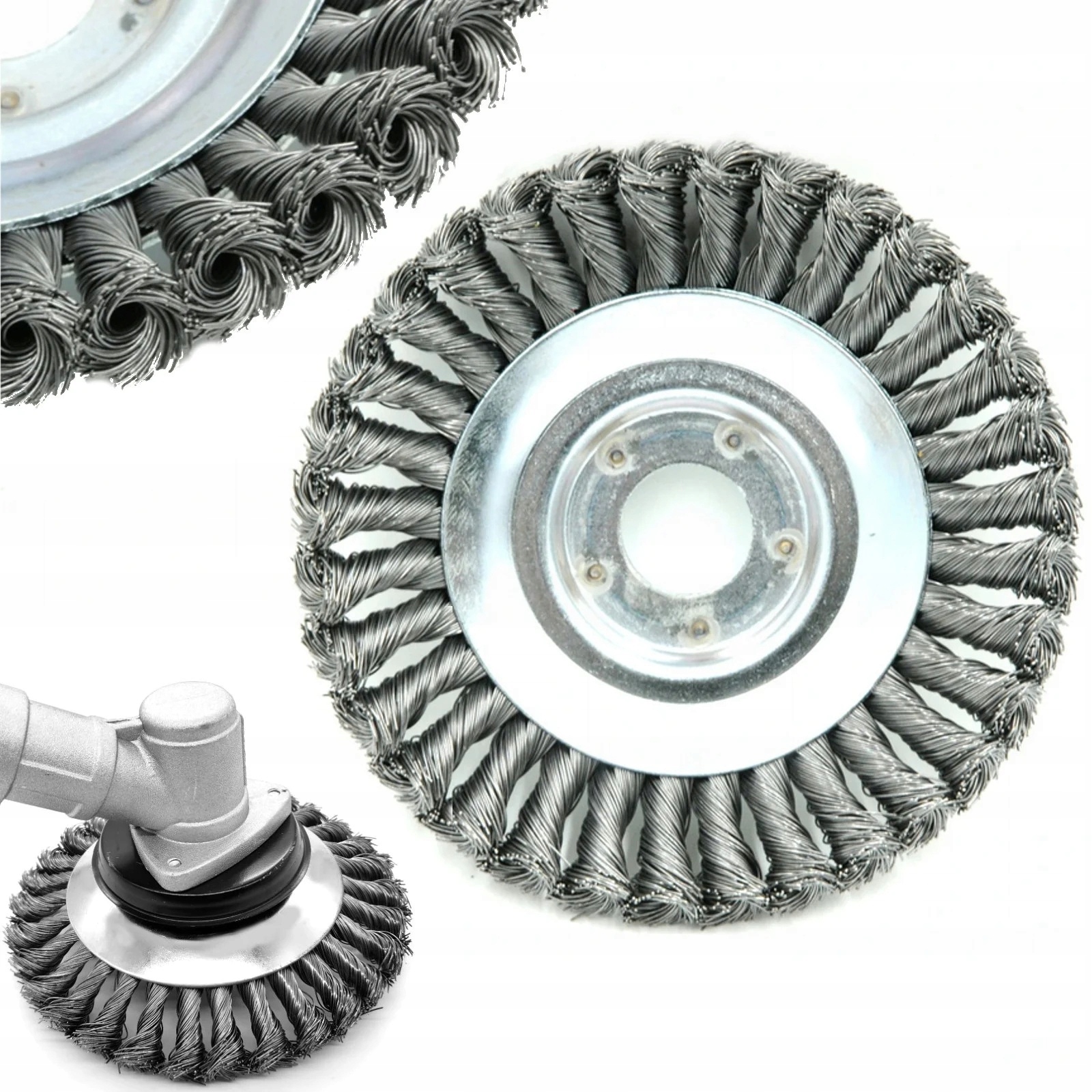 TARCZA SZCZOTKA DO CHWASTÓW CZYSZCENIA KOSTKI DRUCIANA DO KOSY 20CM