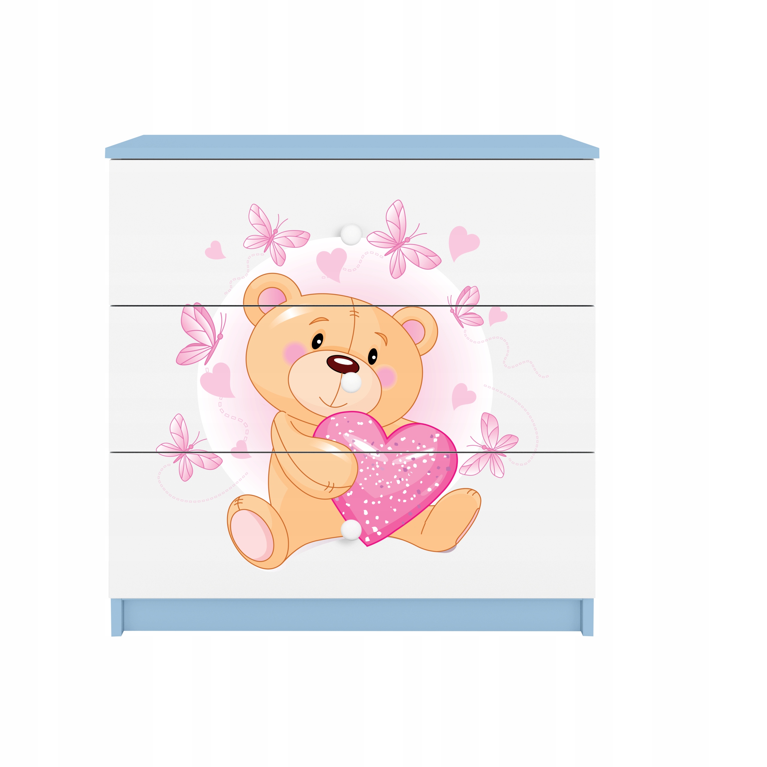 Komoda Babydreams Modrá grafika medvídka motýlka 80 cm