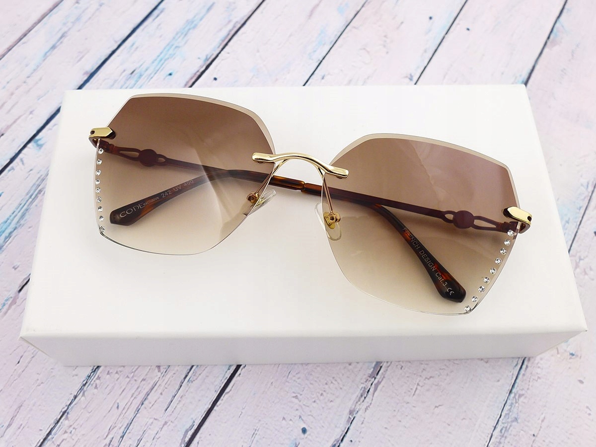 OKULARY PRZECIWSŁONECZNE DAMSKIE BEZRAMKOWE Fason muchy