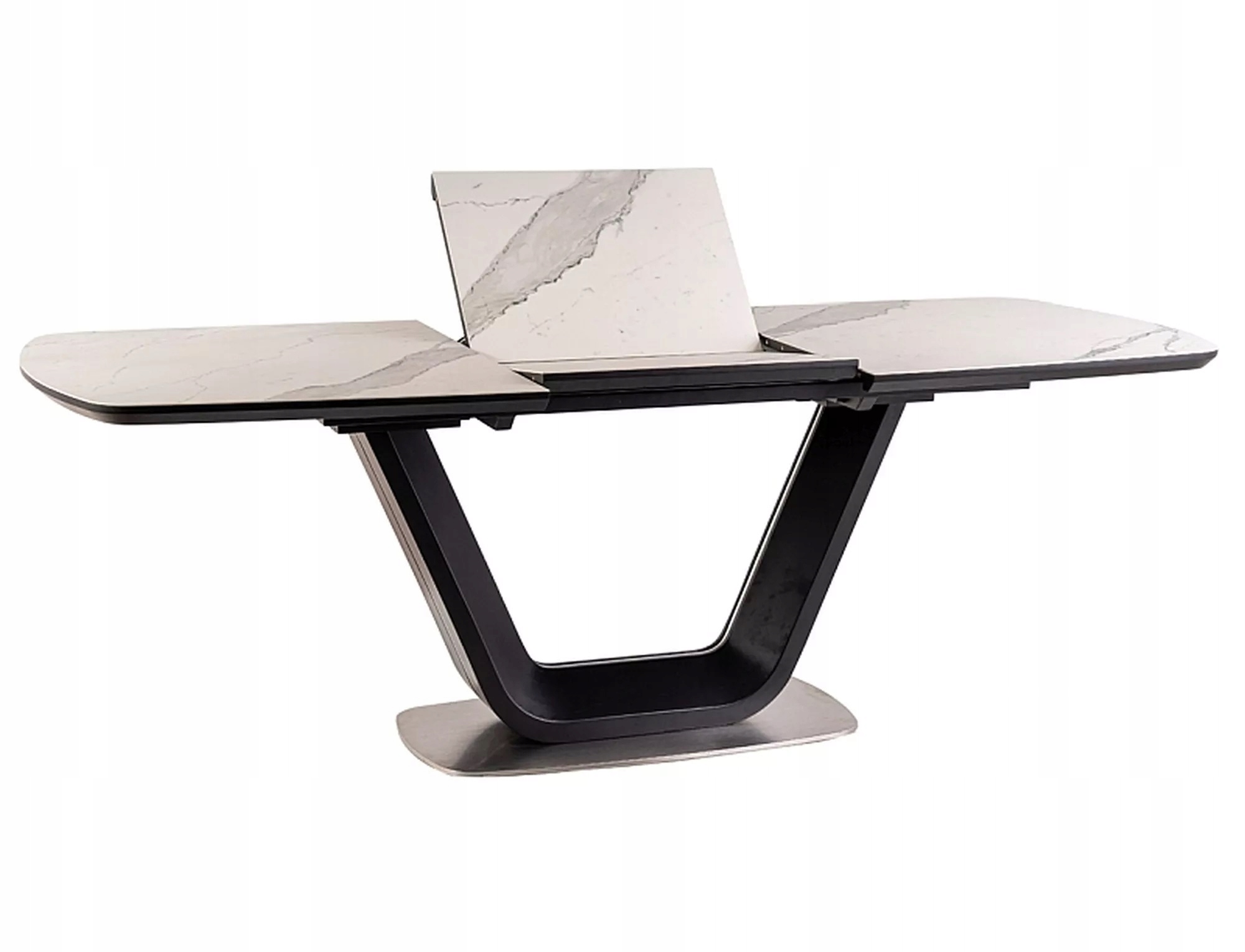Rozkladací stôl Armani Ceramic biely mramor/čierny 160(220)x90 cm