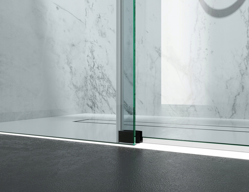 Drzwi Prysznicowe Przesuwne 8mm D20 Czarne 130cm Linia Premium