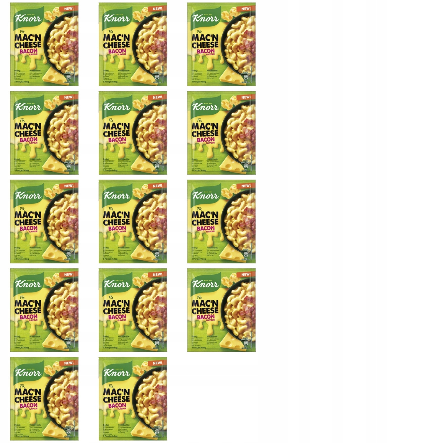 14x 33g Knorr mac&cheese bacon makaron z serem Pół Kartonu