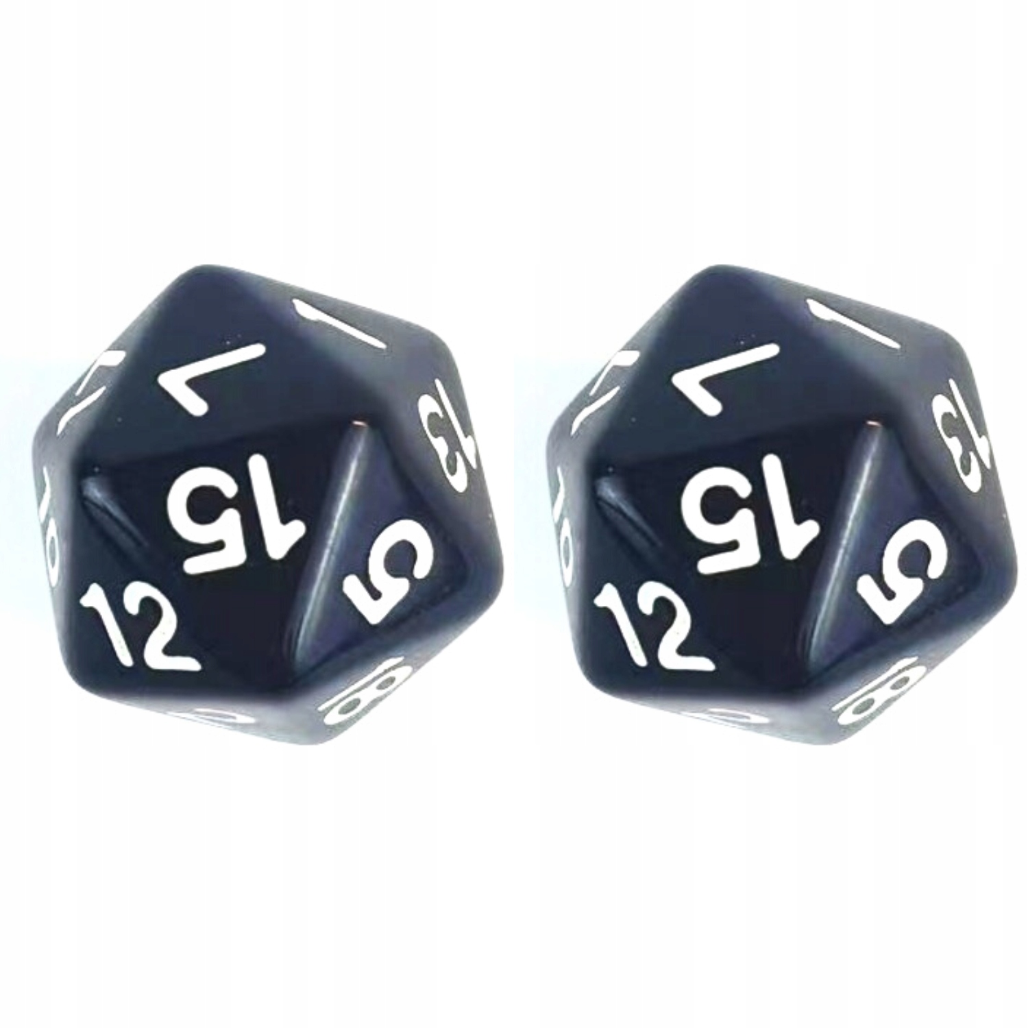 ZESTAW 2 KOSTEK K20 RPG CZARNA KOŚĆ DWUDZIESTOŚCIENNA