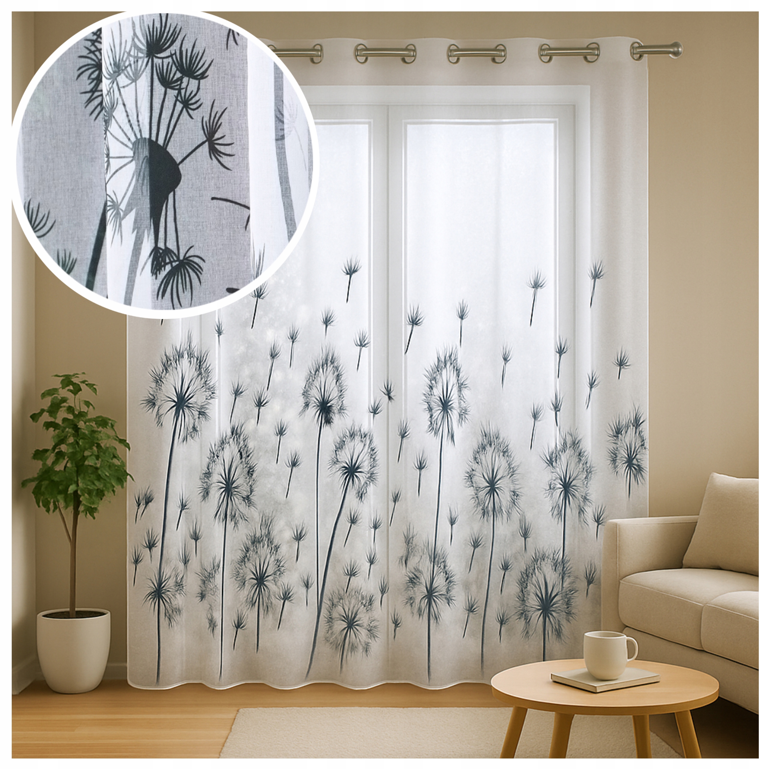 Záclona Clara hotová etaminová foukačka s olověnkou 250 x 270 cm průchodkami