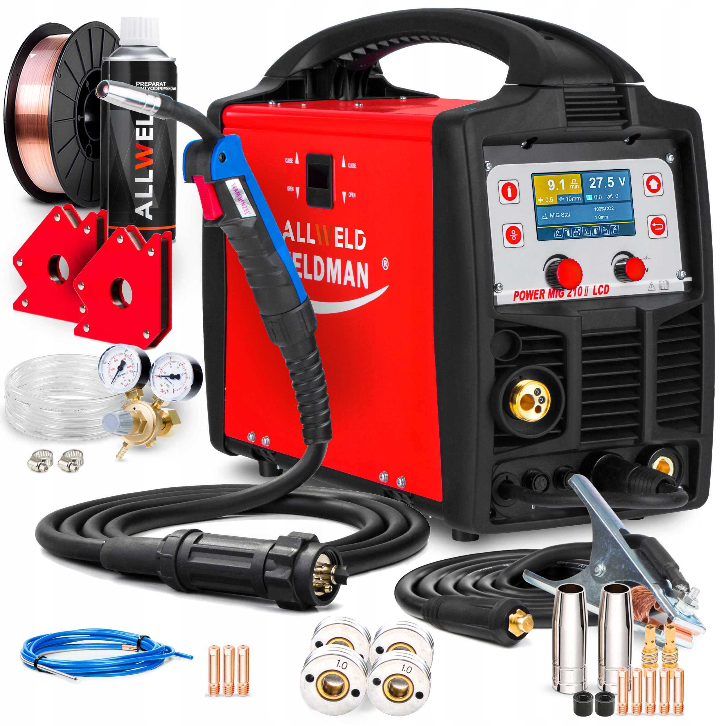 Svařovací Stroj Migomat Weldman Power Mig 210 LCD Igbt Mag Mma Tig Synergie 3V1 4R