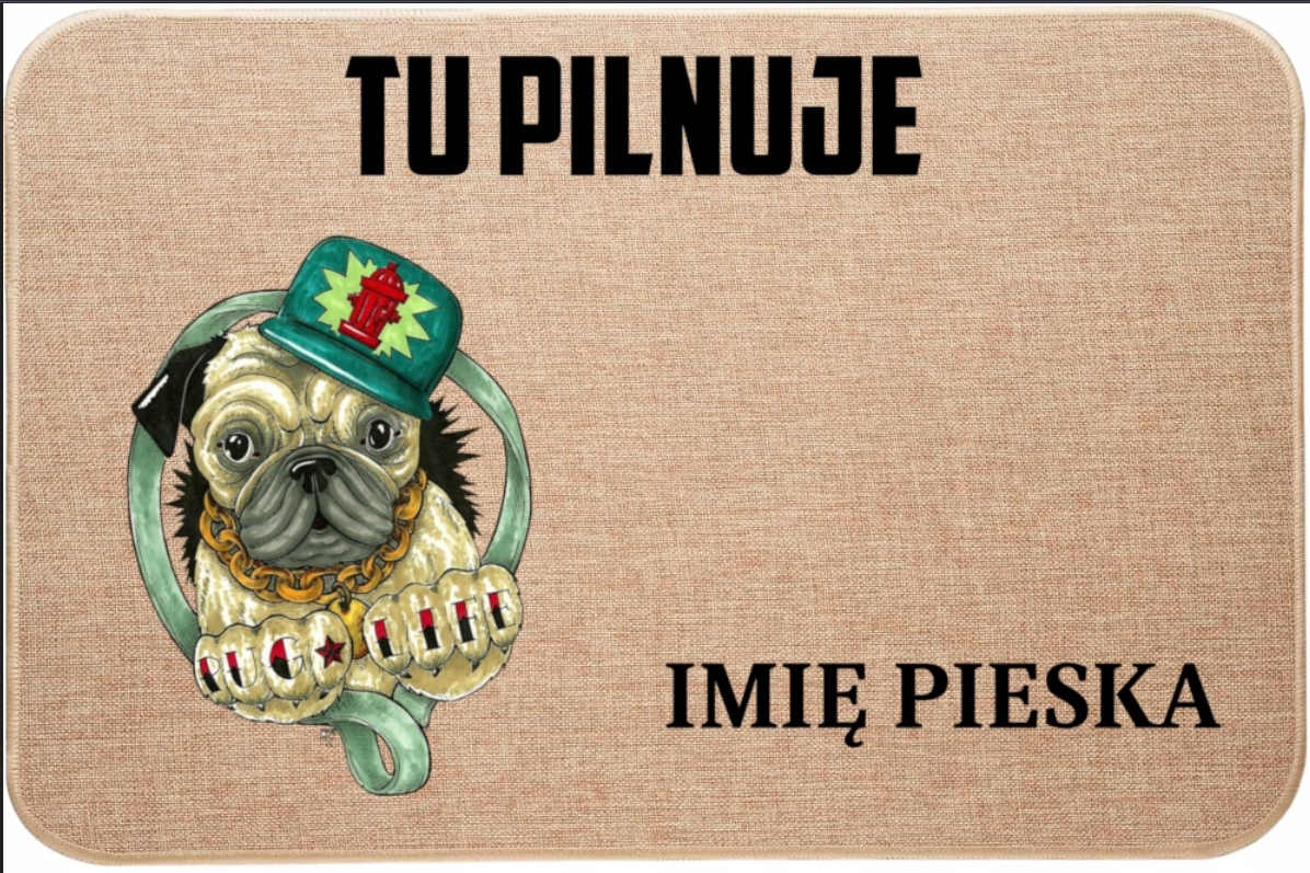 Lněný Vstupní Stěrač Tu Hlídá Jméno Mops