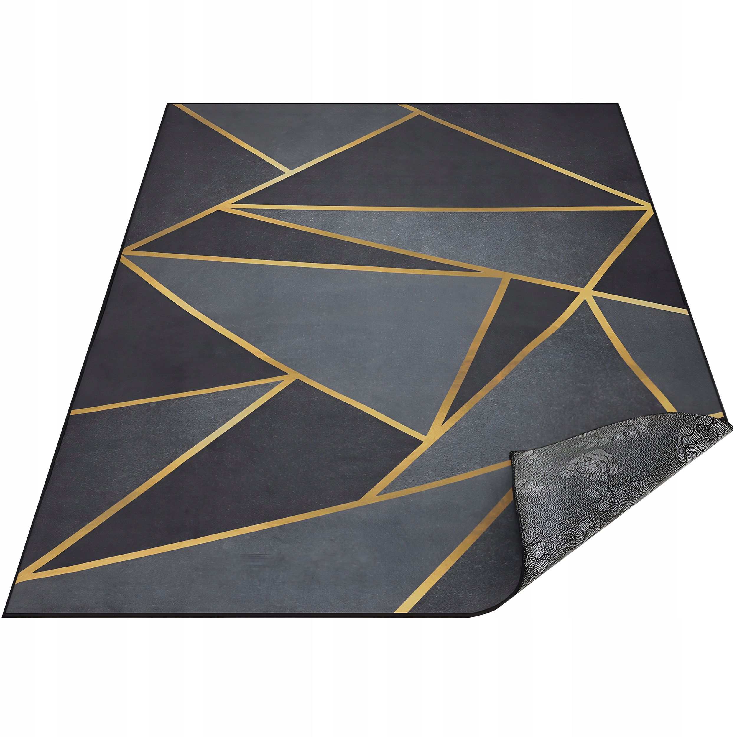 Koberec 200X300 Černo-zlatý Protiskluzový Geometrický Moderní Do Obývacího Pokoje