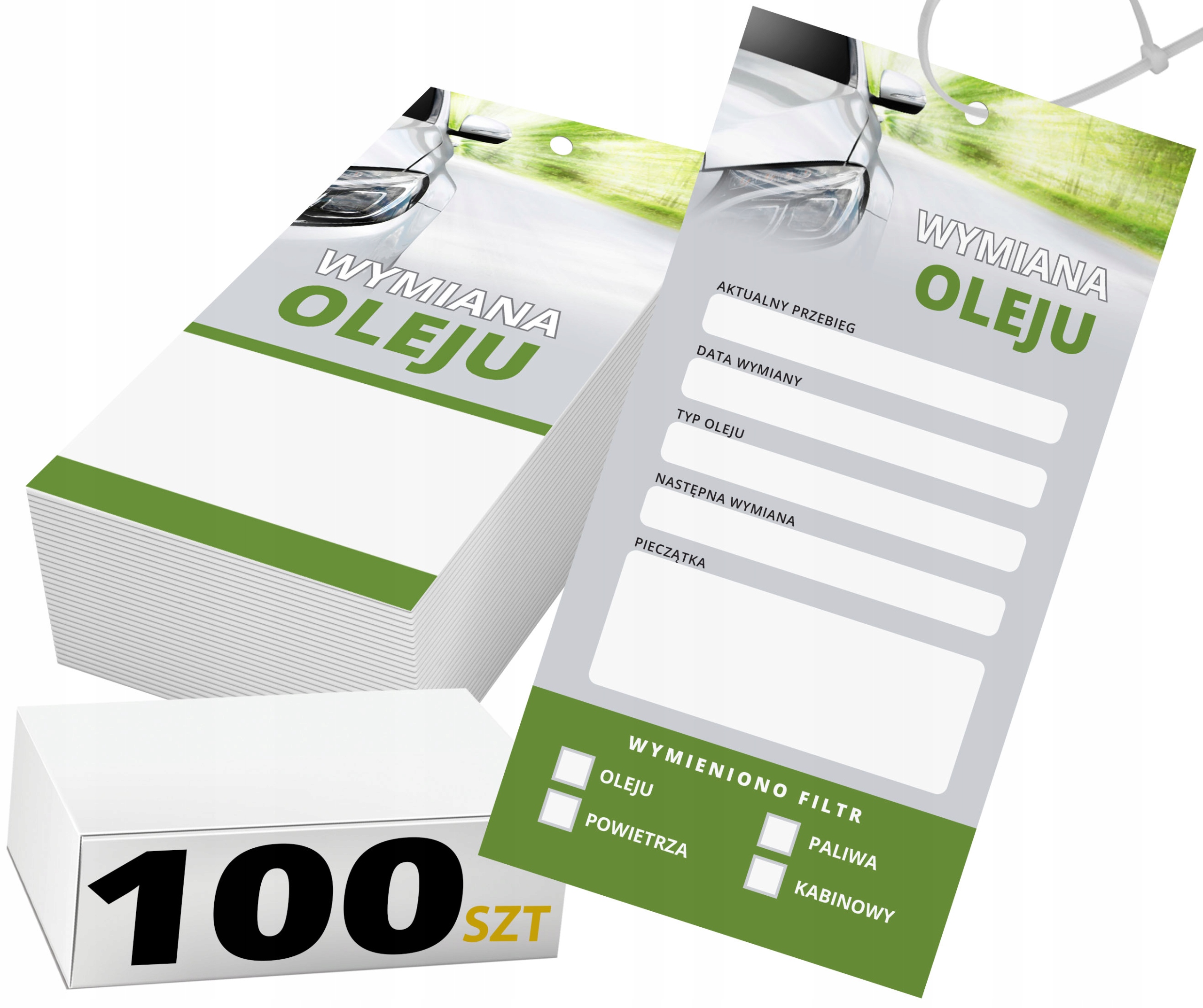 

100x Zawieszki Serwisowe kartka wymiana oleju 100x