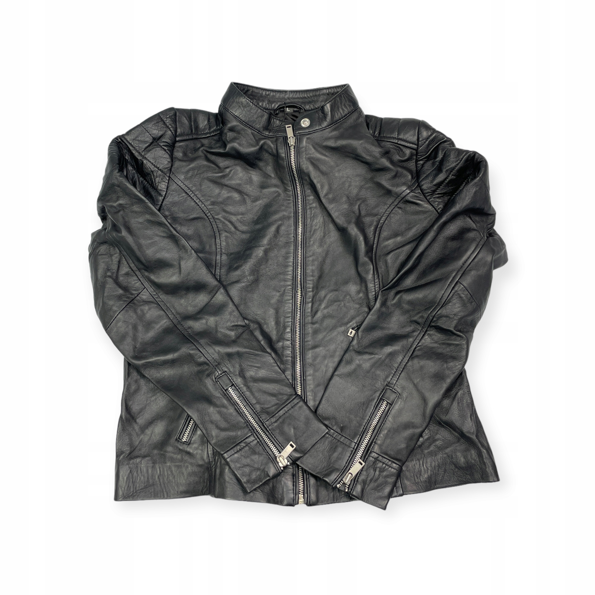 Kožená černá dámská bunda Real Leather L