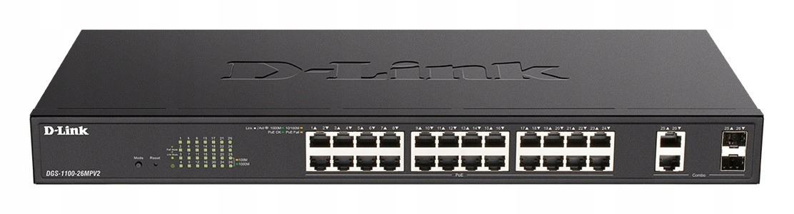D-link Přepínač Smart DGS-1100-26MPV2 24GbE PoE+