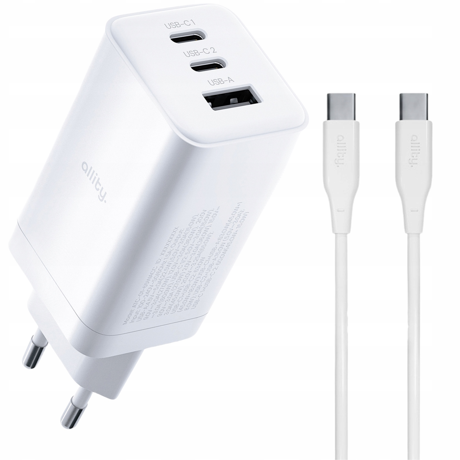 Allity nabíječka Usb-c Usb 65W pro notebook a smartphone s kabelem součástí balení