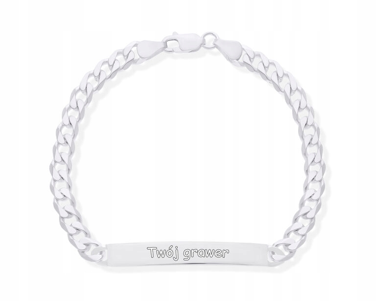 Pánský Náramek stříbrný hladký plíšek Gravírování ryzost 925 délka 22 cm