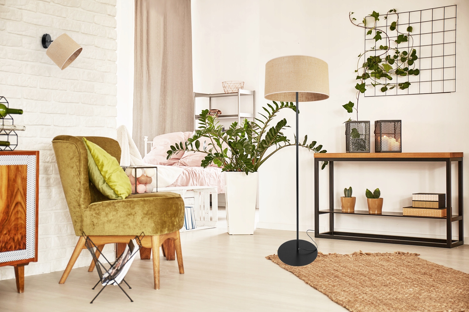 LAMPA PODŁOGOWA STOJĄCA METAL ABAŻUR 40CM Kod producenta JUTA 2450/40LS