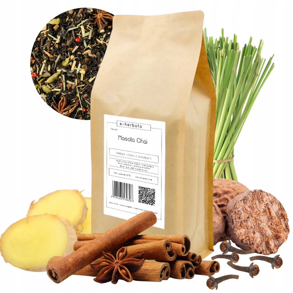 Herbata Czarna Liściasta Korzenna Imbir Goździki Kardamon Masala Chai 500G