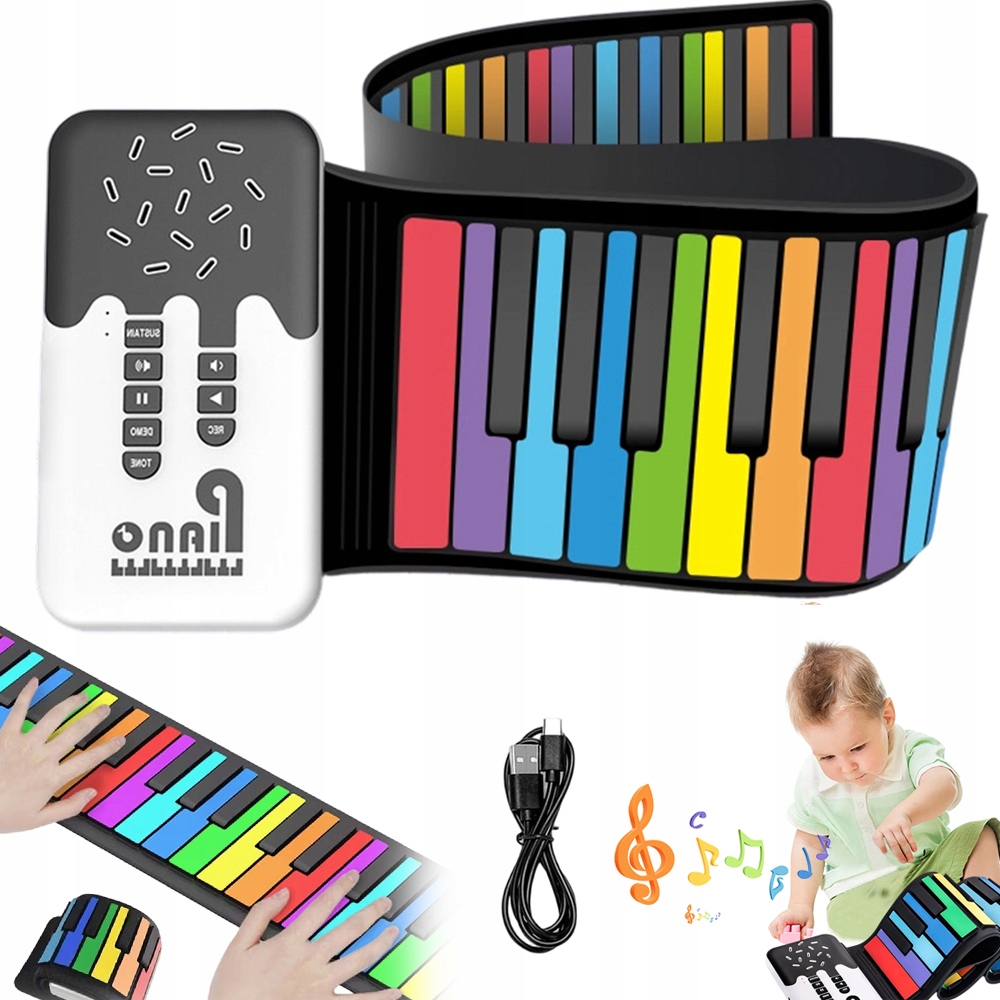 Rolovací Piano Pro Děti, Klávesy, Varhany 49 Kláves, 8 Tónů, Vysoká Kvalita