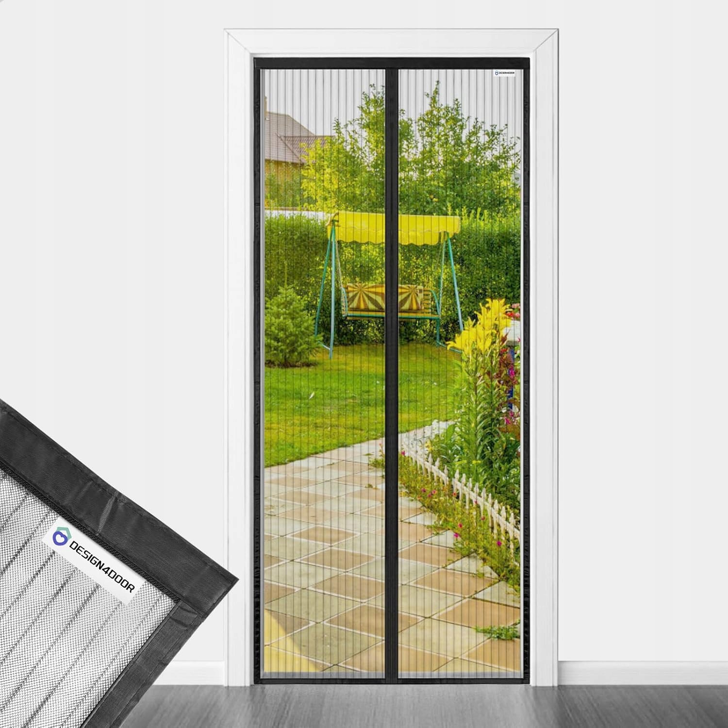 Moskytiéra design4door 95x240 černá, magnety na balkonové dveře bez vrtání