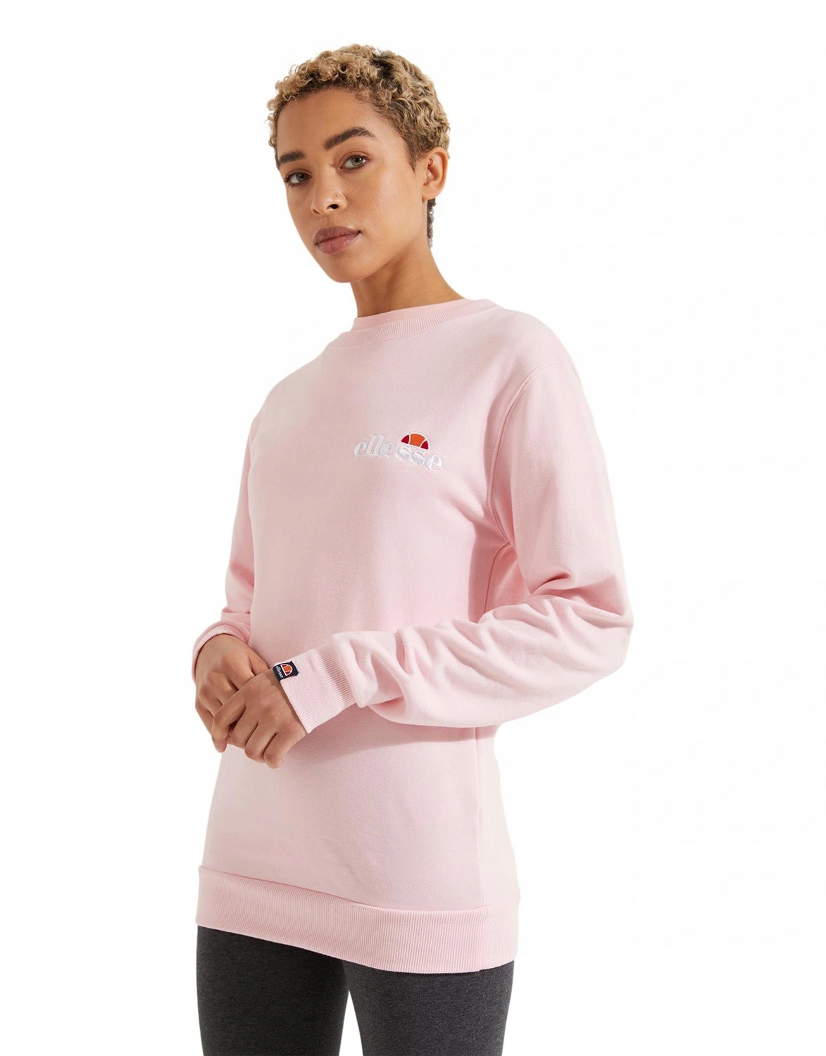 Mikina dámská Ellesse bez kapuce crewneck fleece Triome růžová bavlněná