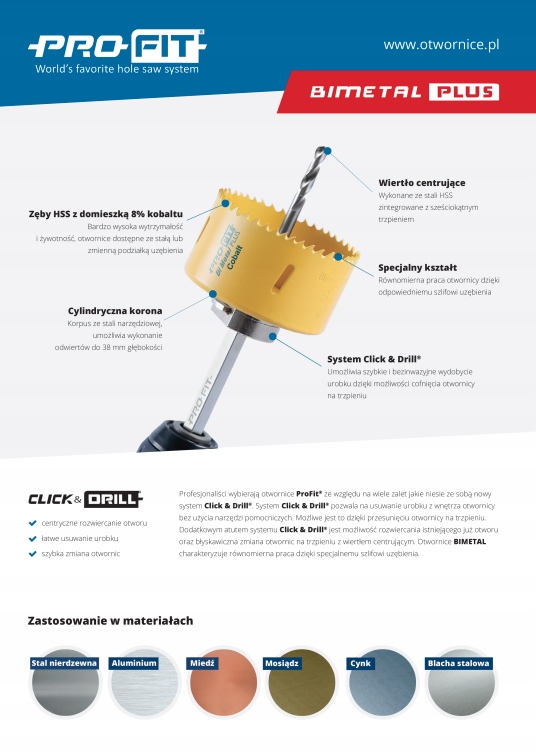 PRO-FIT Otwornica BIMETAL PLUS D127 mm stal/alu Marka Pro-Fit
