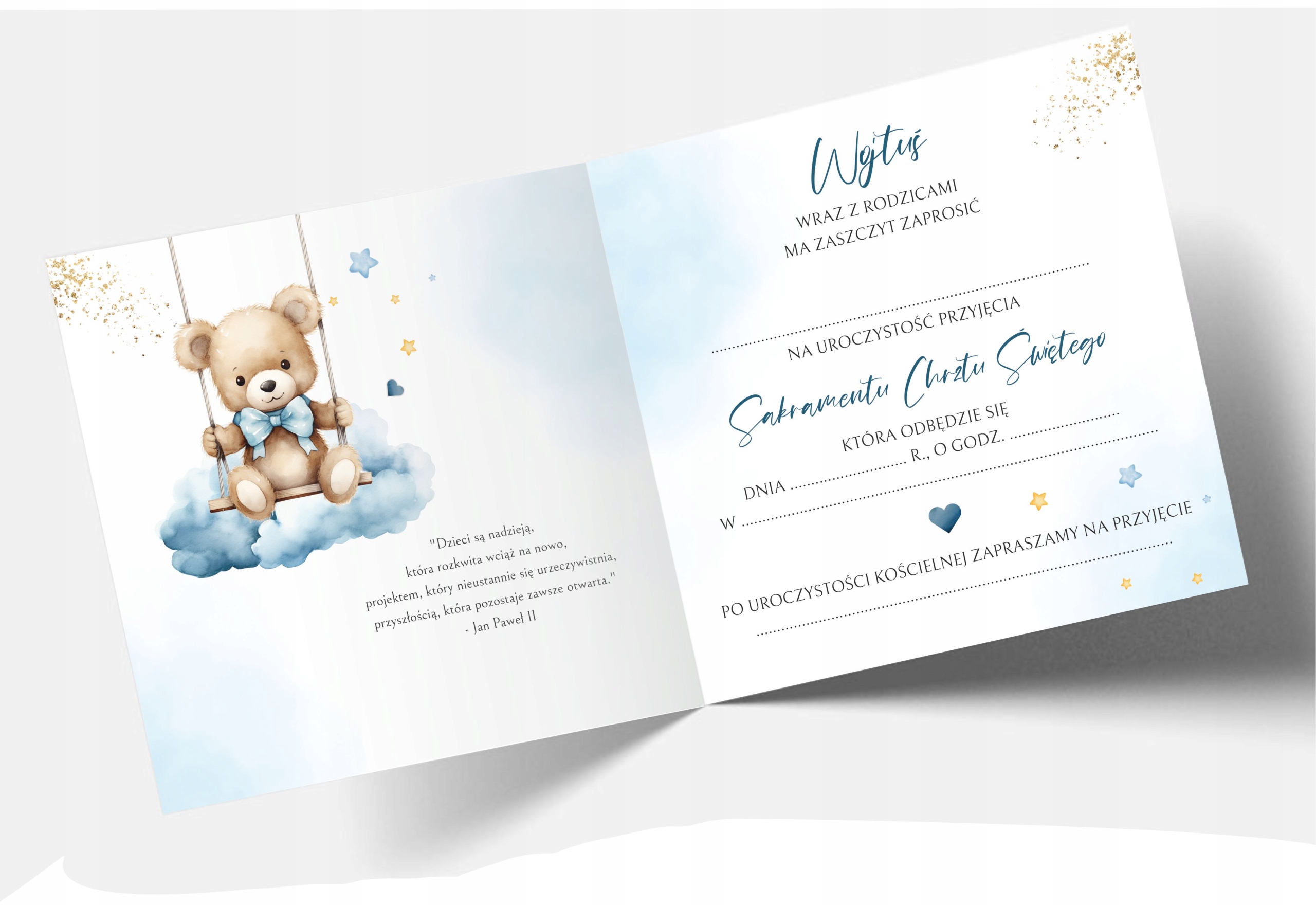 ZAPROSZENIE NA CHRZEST ŚWIĘTY ZE ZDJĘCIEM + KOPERTA + IMIĘ DZIECKA -EKSPRES Kolor dominujący wielokolorowy