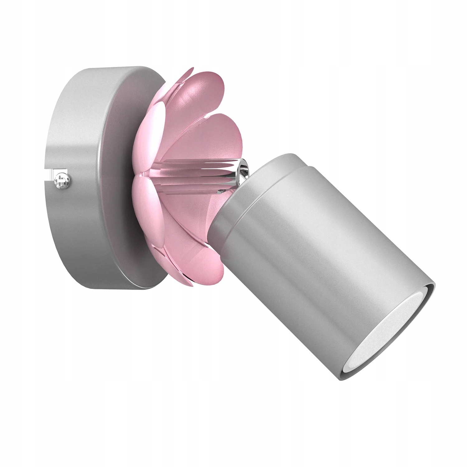 Dětské nástěnné stropní svítidlo stříbrné s růžovým květem, nastavitelné Luminex