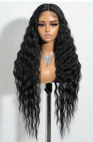 Joedir 70 cm Dlouhá Vlnitá Přírodní Vlasy s Baby Hair Syntetické Černé