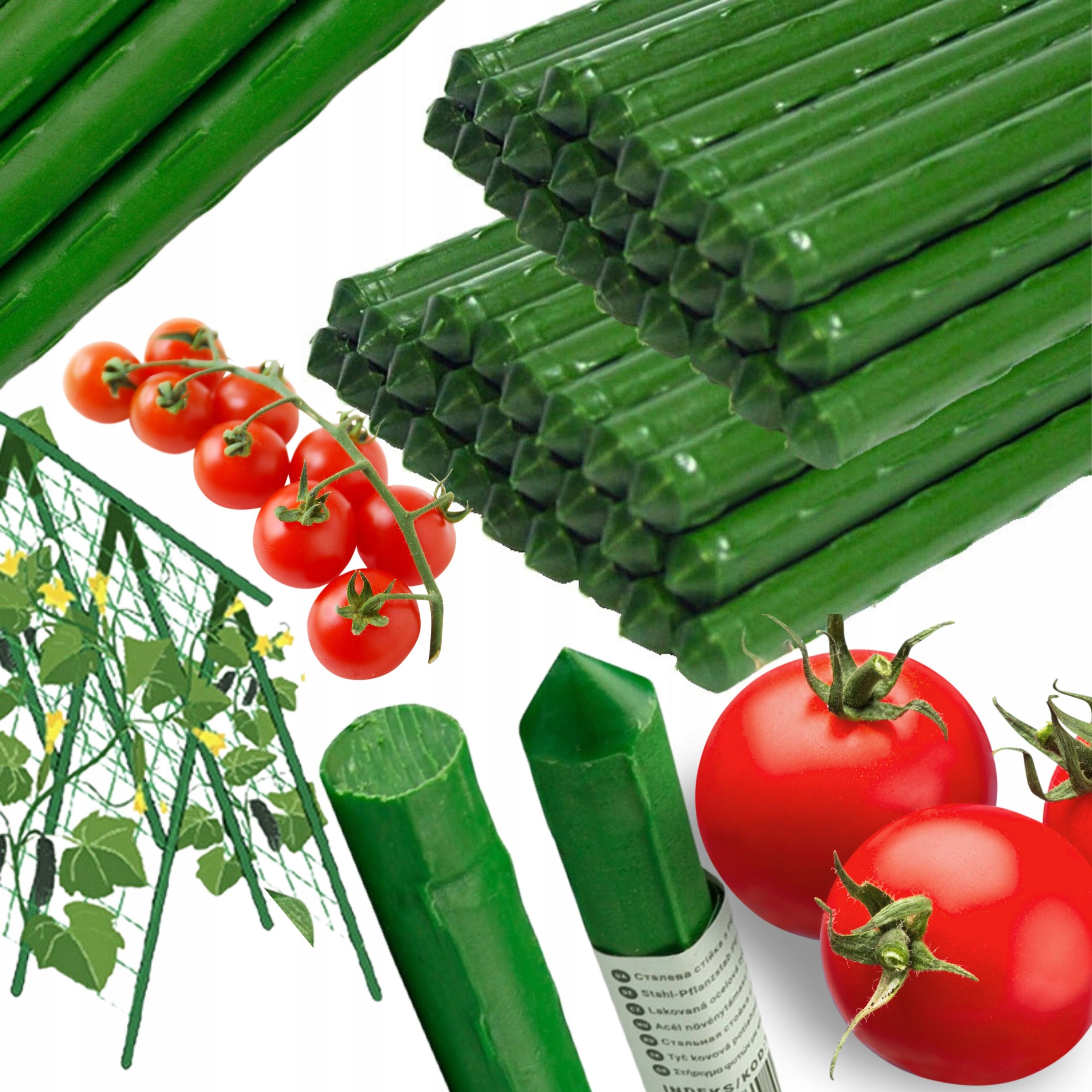 50x TYCZKA DO ROŚLIN PODPORA 90cm TYCZKI PALIK POMIDORÓW POWLEKANA STAL