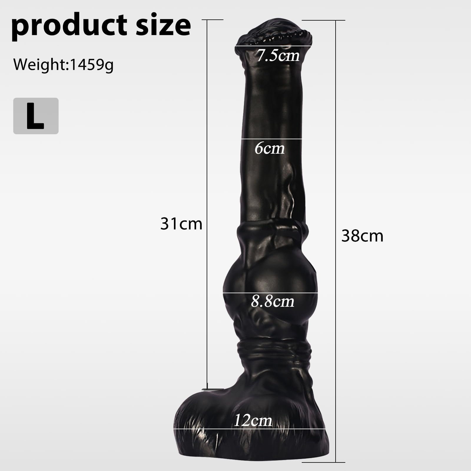 BDSMJOY Dildo Analne 380mm Czarny z Przyssawką dla Kobiet i Mężczyzn — miniatura 2